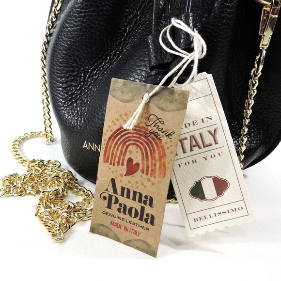 ANNA PAOLA 🇮🇹 WOMENS BLACK SOFT LEATHER HANDBAG - Picture 5 of 6